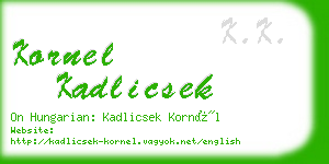 kornel kadlicsek business card